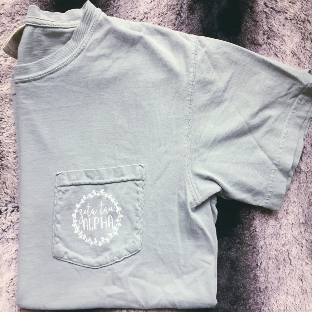 Mint Zeta Tau Alpha pocket tee